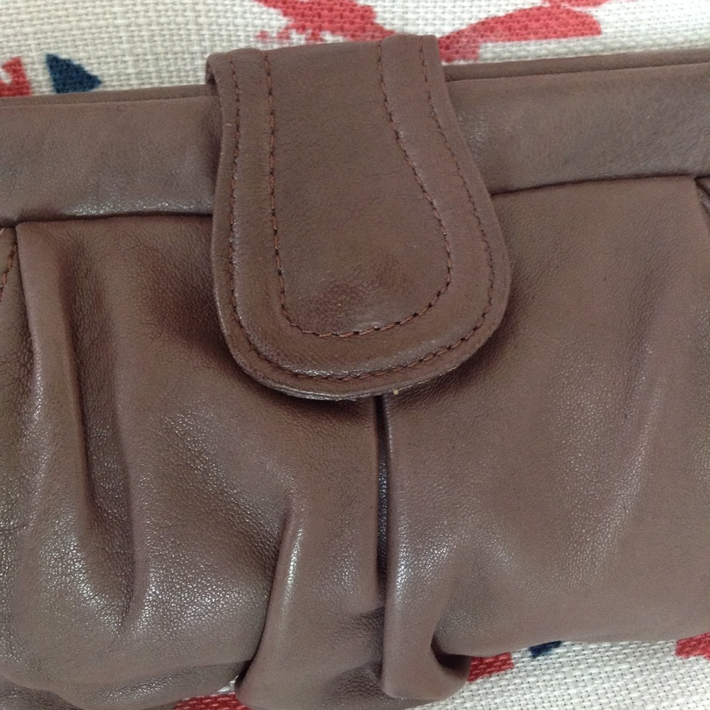 Abaco Paris Aubergine Leather Pouch Clutch - Picture 2 of 6